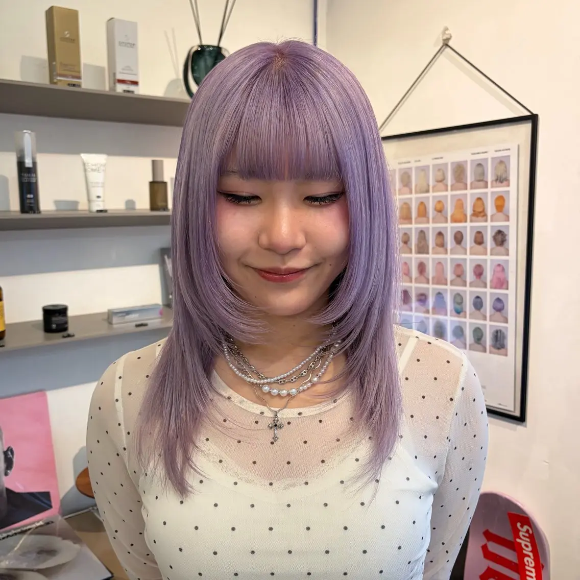 セミロング カラー ヘアカラー カヨコ/ハイトーン /カットモデル¥0のヘアスタイル
