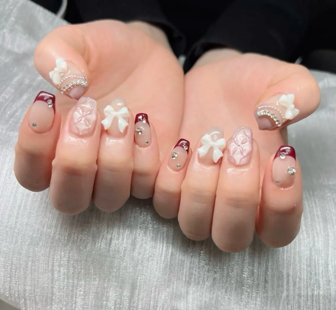 ネイル オーロラネイル チークネイル 長さ出し フットネイル フレンチネイル Lee Nails チップ長さだし専門店のネイルデザイン