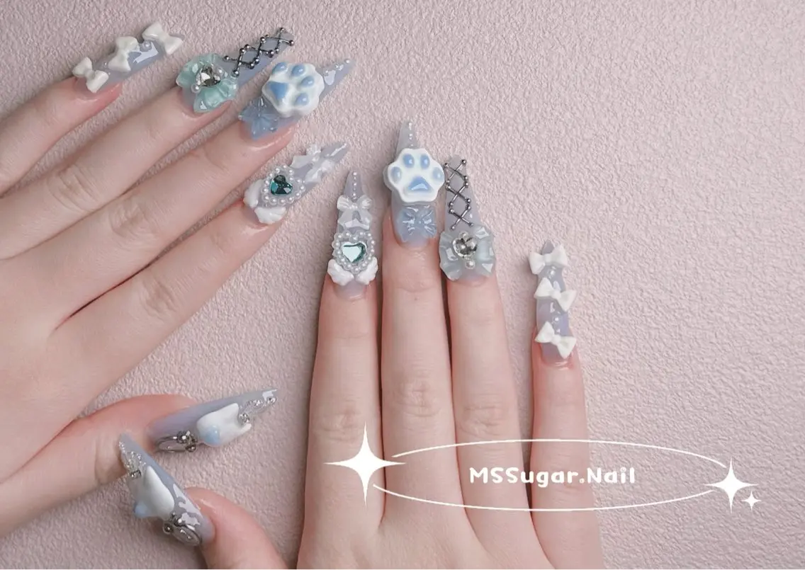 ネイル ハロウィン ロングネイル マグネットネイル スカルプネイル ネイルチップ MSSugar Nailのネイルデザイン