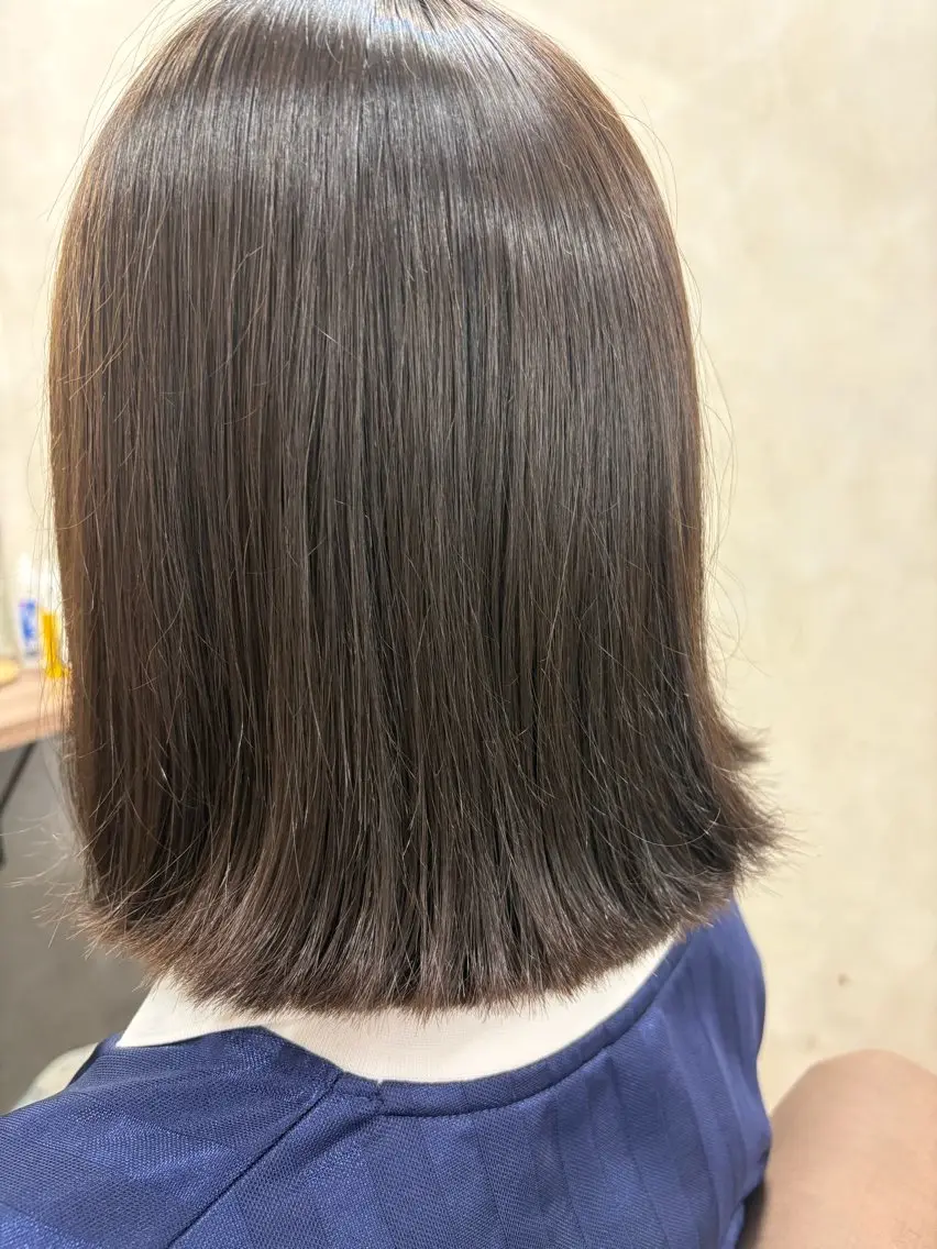 ミディアム ボブ 縮毛矯正 カット 縮毛矯正 梨沙_ 蘇我2号店のヘアスタイル