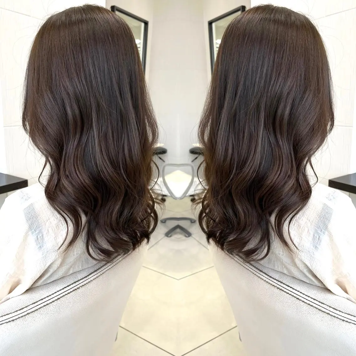 セミロング カラー 透明感カラー グレージュ オリーブグレージュ オリーブグレー カット ヘアカラー トリートメント ハタケヤマヨシキ ／BOOTHのヘアスタイル