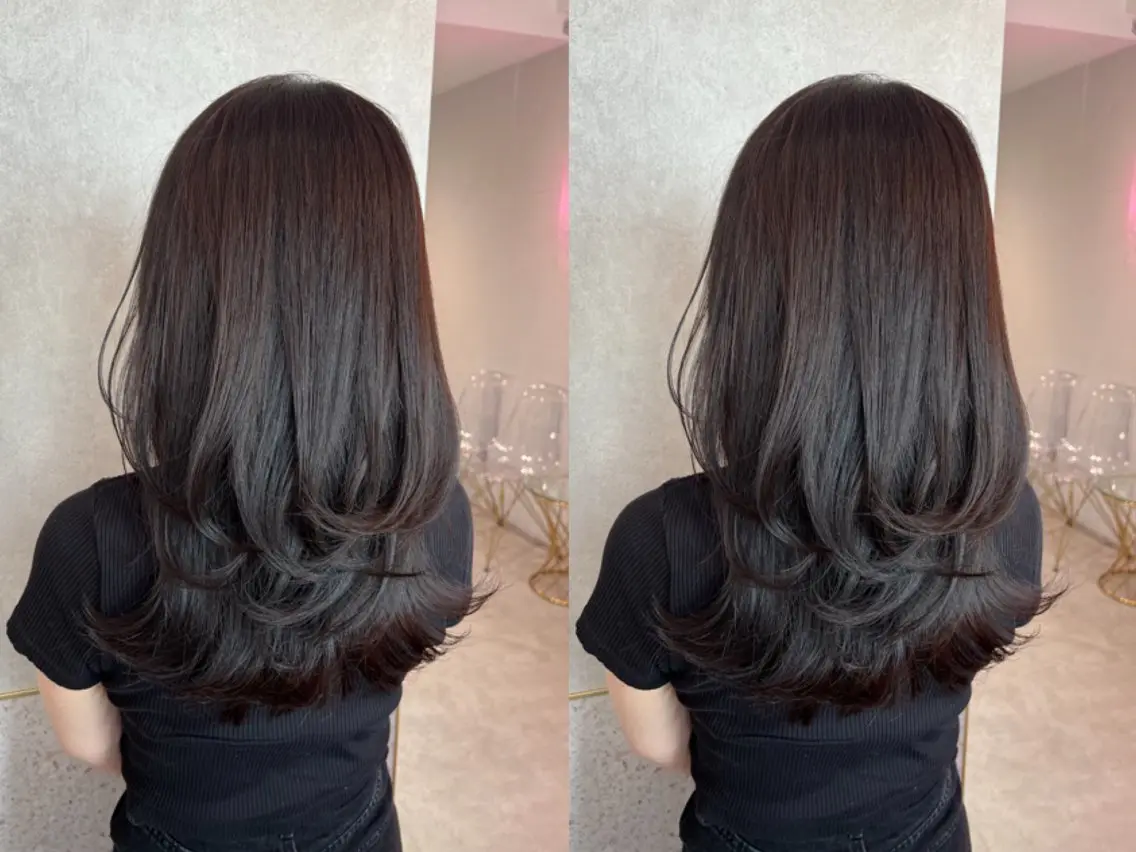 ミディアム カット ヘアカラー トリートメント ヘアセット レイヤー/ミディアム /ボブ/新宿のヘアスタイル