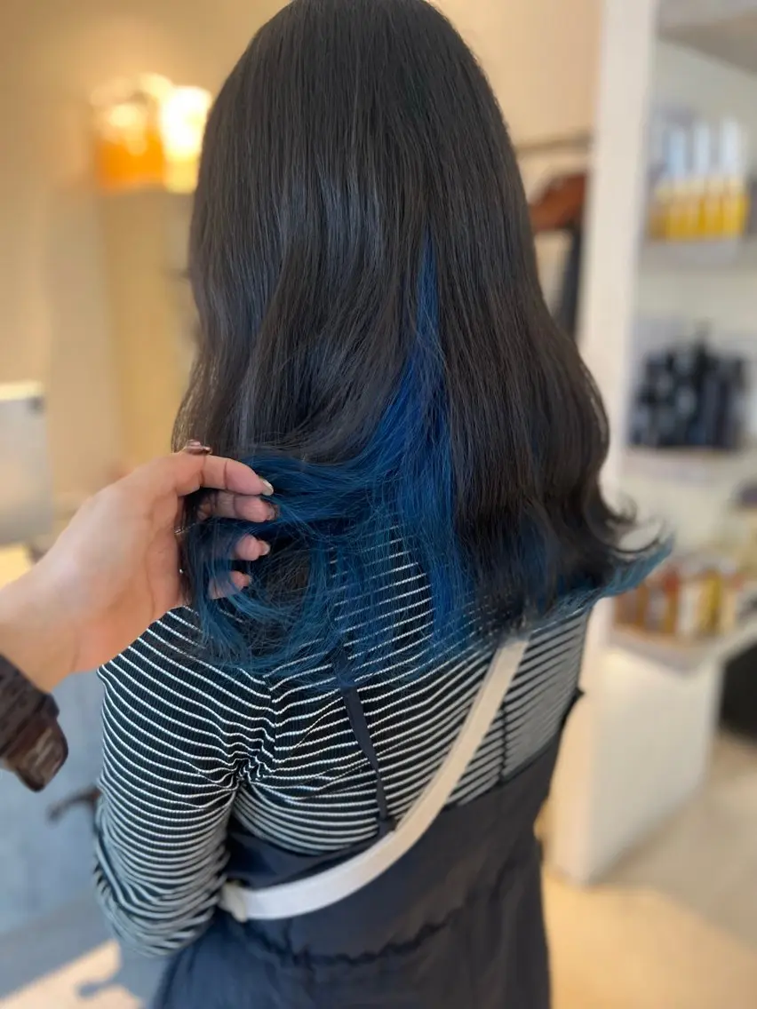 セミロング カラー ブルーカラー ヘアカラー トリートメント ヘアセット 絶対カワイイ保証💕 カワノチヒロのヘアスタイル