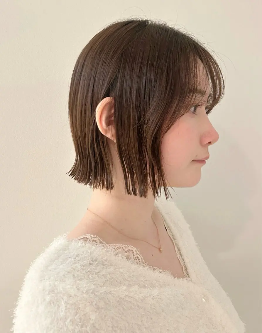 ミディアム ボブ 外ハネヘア 柔らかい縮毛矯正/ ボブ/北林のヘアスタイル