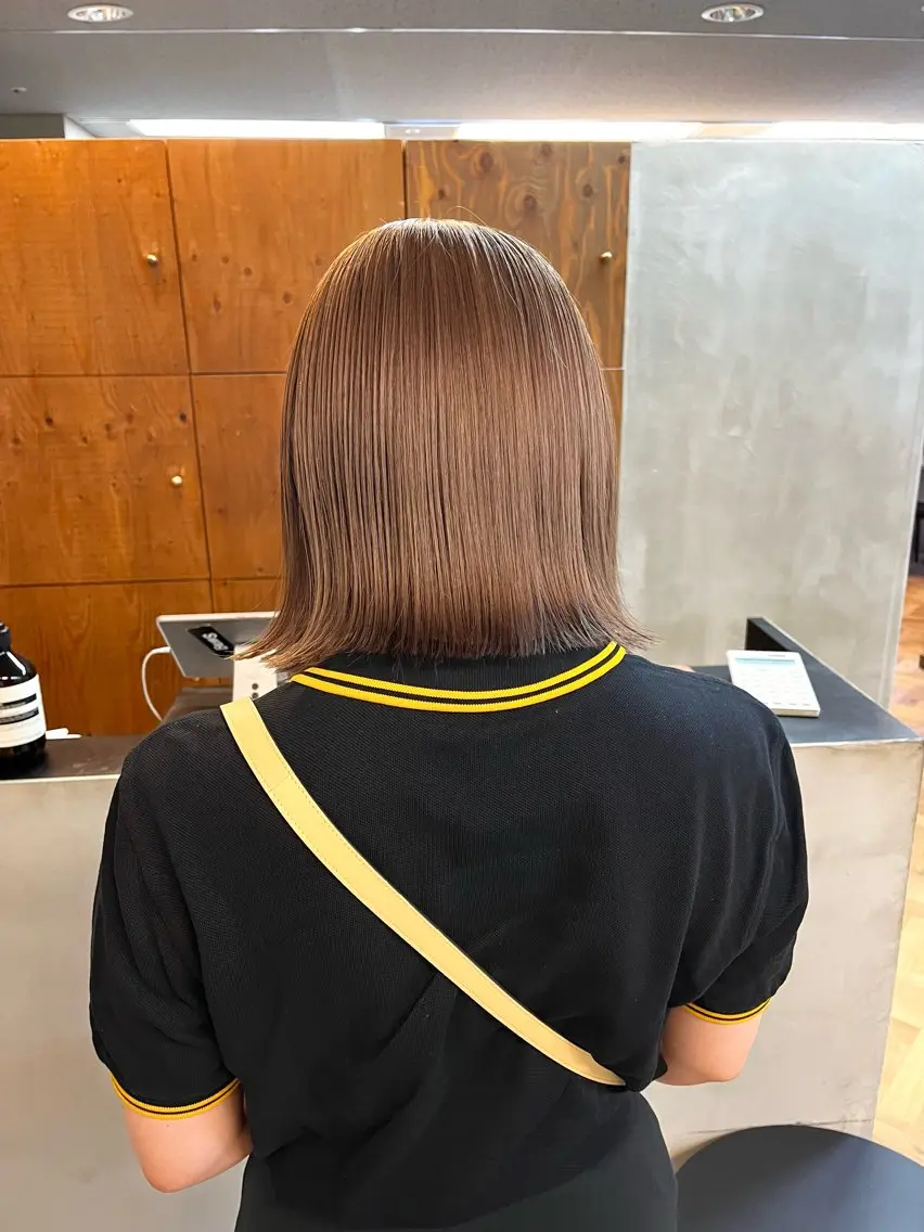 ミディアム カラー ヘアアレンジ ブリーチ オレンジ ena/ブリーチなし 透明感・レイヤー🎀のヘアスタイル