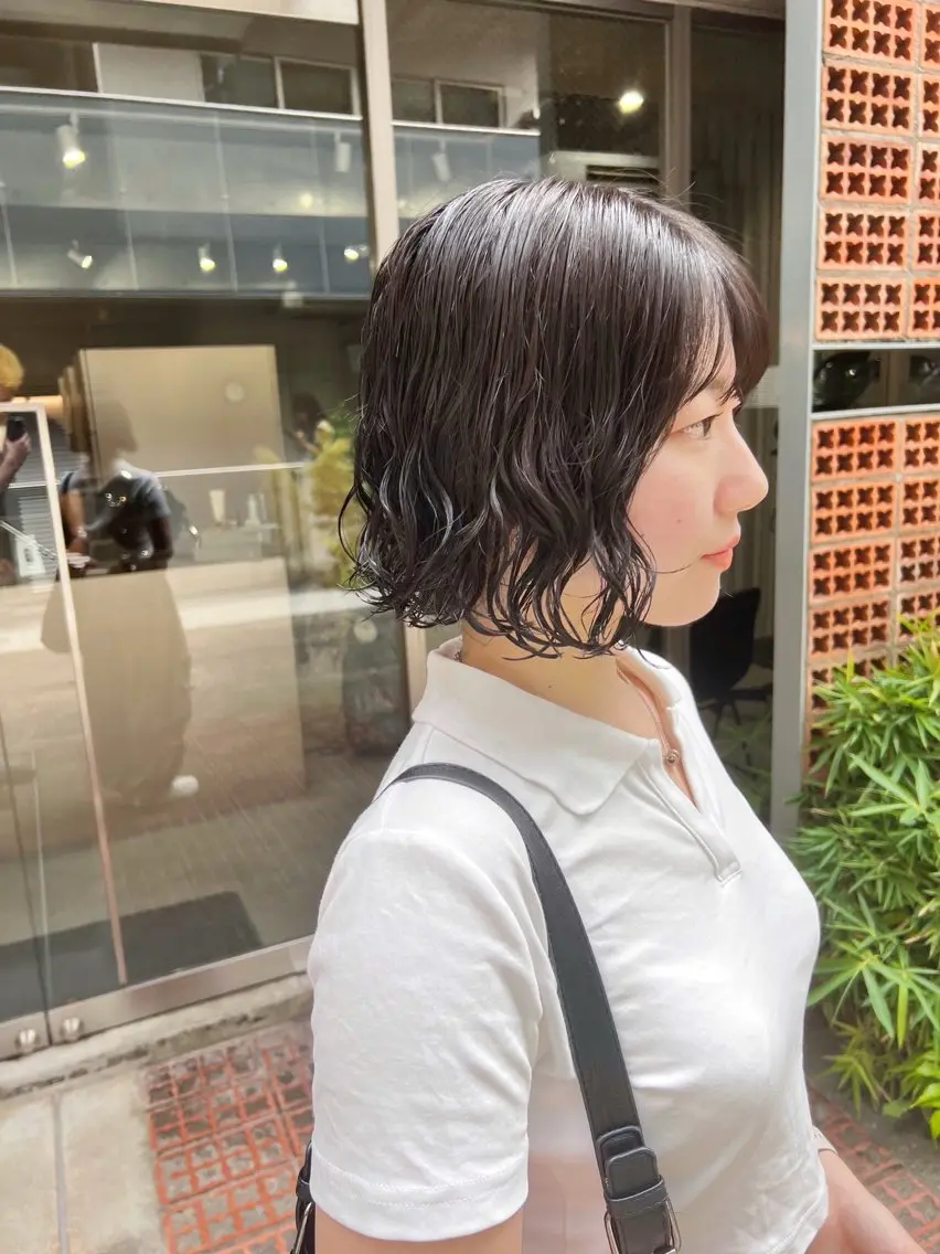 ショート パーマ カット パーマ トリートメント ボブパーマコテ巻き風 パーマNo1深江秀平のヘアスタイル