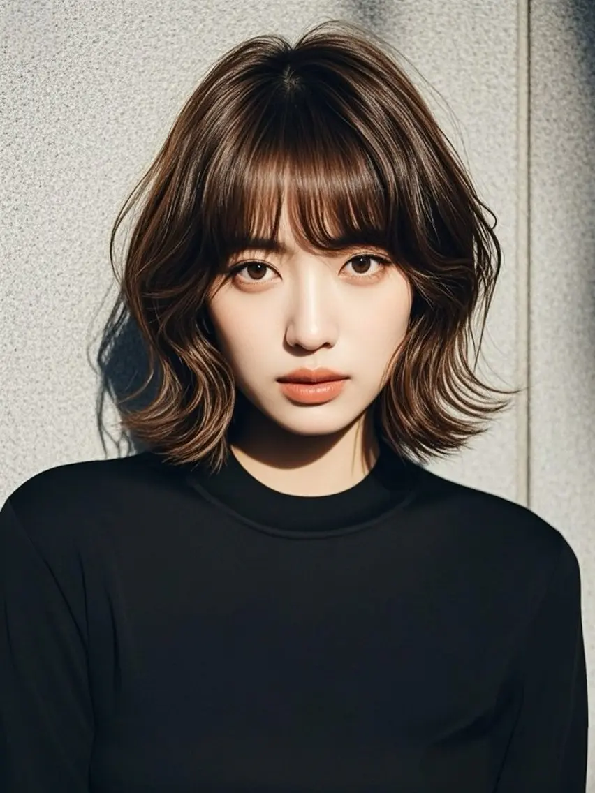 ミディアム ショートボブ ミディアムレイヤー ミディアムパーマ アッシュ ボブ カット ヘアカラー ウルフカット 811 大阪梅田 ウルフのヘアスタイル