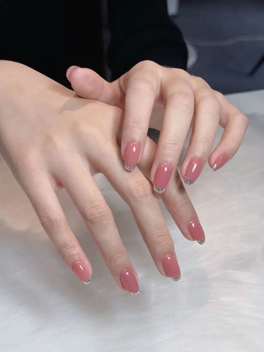 【ハンド】💕ガラスフレンチネイル(ベース有り)の写真