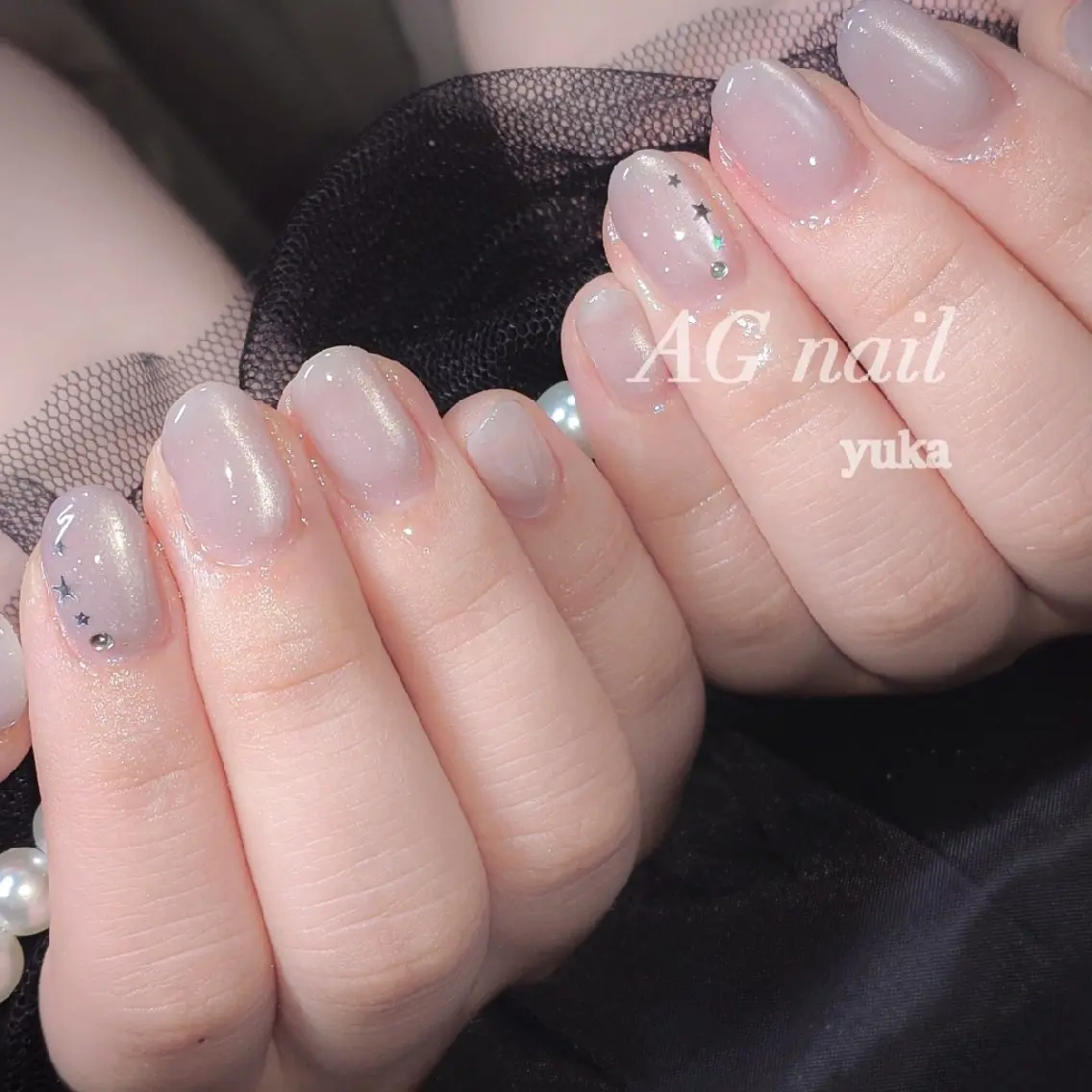 ネイル アートネイル ホログラムネイル キラキラネイル マグネットネイル マグネットワンカラー ハンドネイル AGnail 富永  /ちゅるん韓国ネイルのネイルデザイン