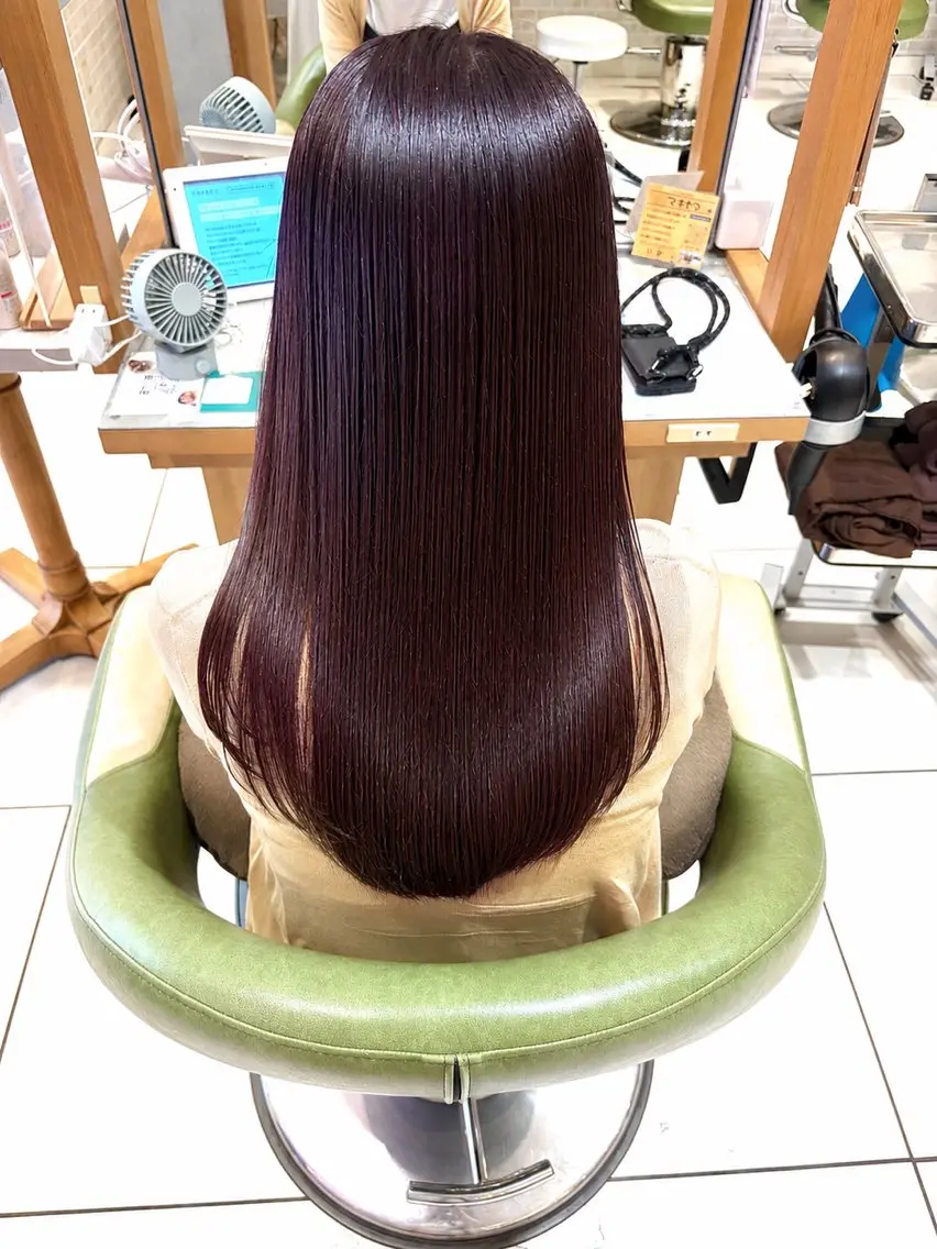 ロング カラー ヘアカラー 縮毛矯正 トリートメント 丸みショート/ ハイライトカラーのヘアスタイル
