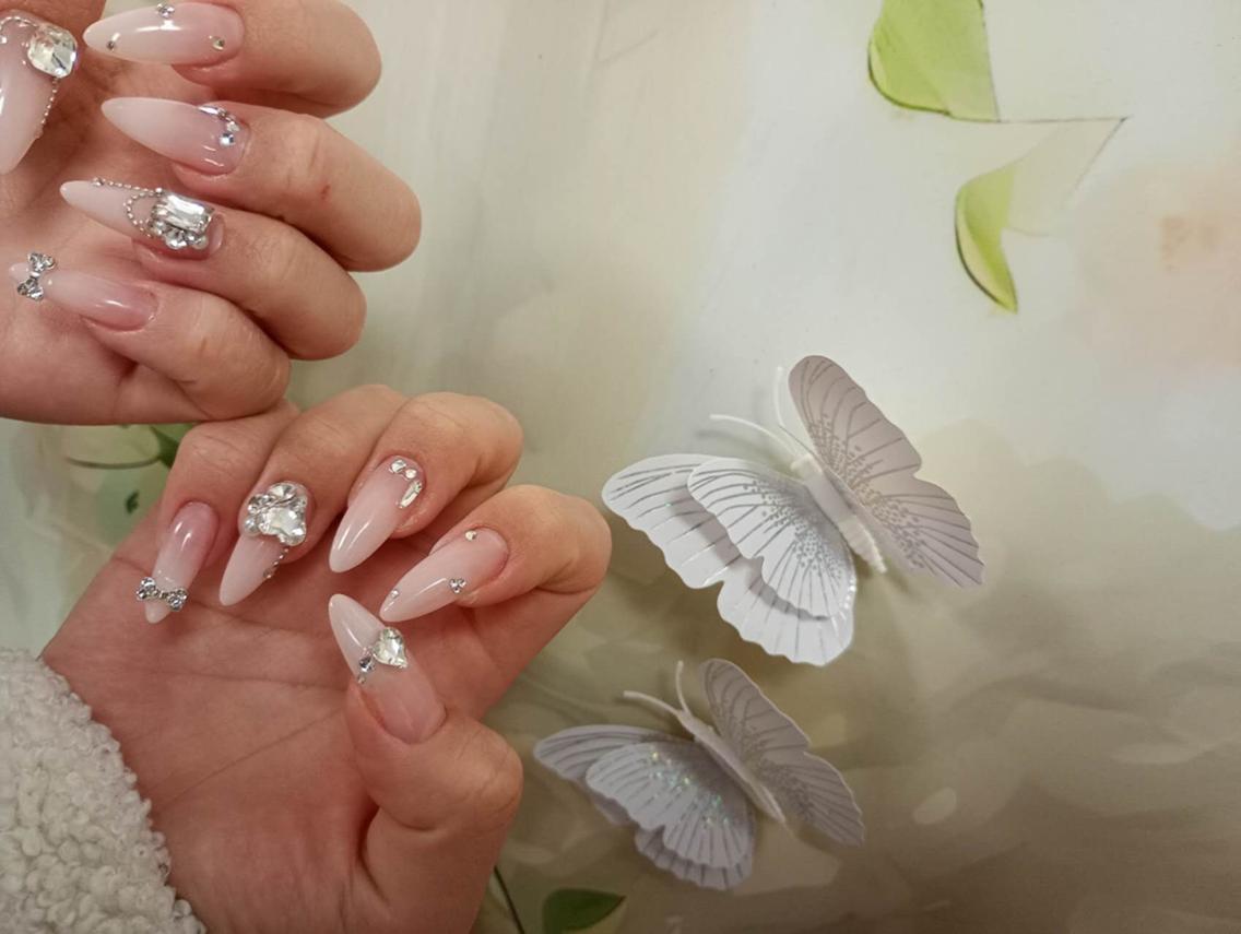 ネイル チークネイル 長さ出し フラッシュネイル フレンチネイル ガラスフレンチ ハンドネイル ハンドケア The Nail 大久保店のネイルデザイン