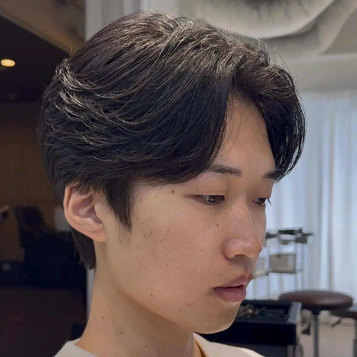メンズ ダウンパーマ メンズパーマ カット パーマ Sen メンズ毛流れ 梅田 茶屋町のヘアスタイル