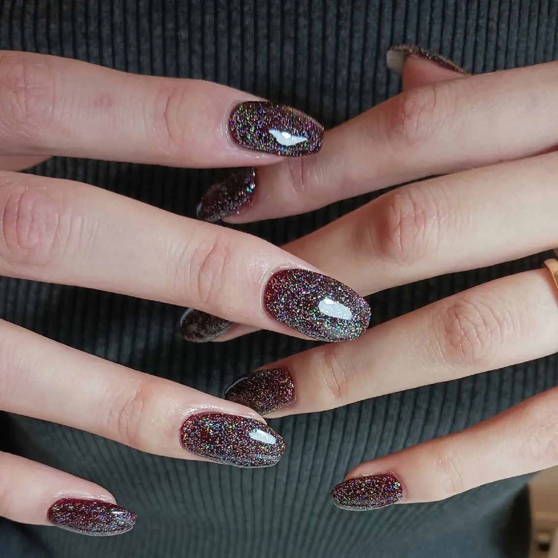 ネイル ボルドー フラッシュネイル キラキラネイル 持ち込み 春ネイル owlnail /持込みデザイン専門のネイルデザイン