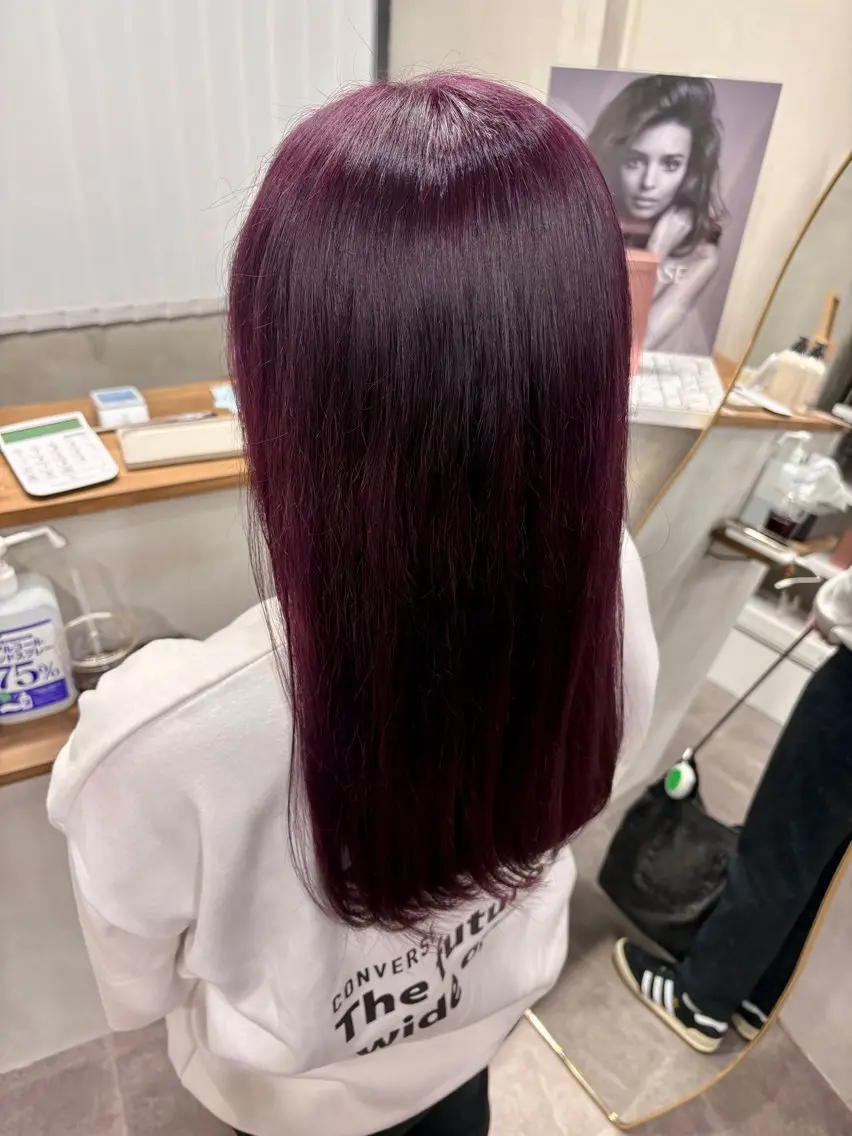 セミロング カラー ブリーチ ケアブリーチ レッドカラー ヘアカラー トリートメント ALLEN hair /まなのヘアスタイル