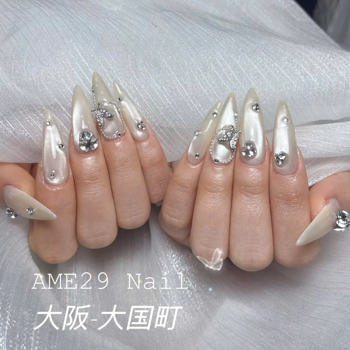 ネイル ジェルネイル ガーリー グラデーション ハート キラキラネイル AME29 Nail ネイルサロンのネイルデザイン