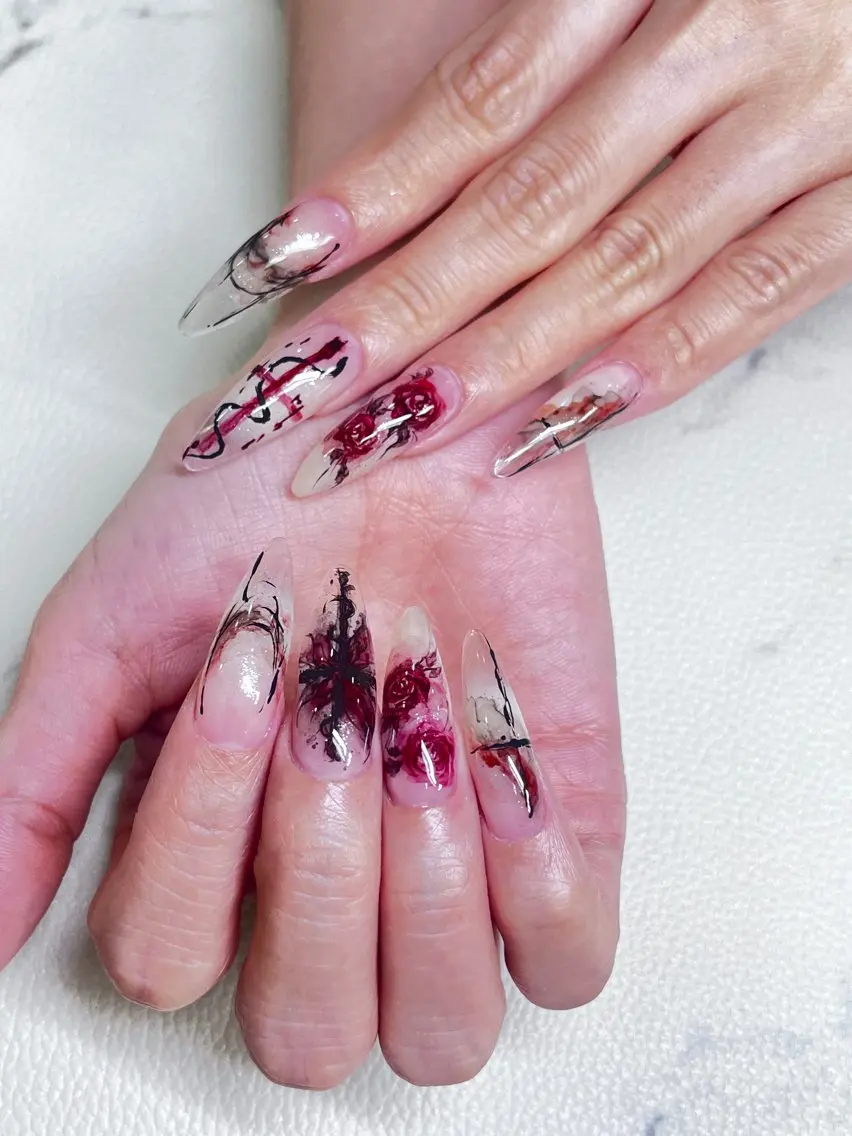 ❤️チップ長さだし+持ち込みデザイン💅ケア込み、初回ソフトジェルオフ無料🆓の写真