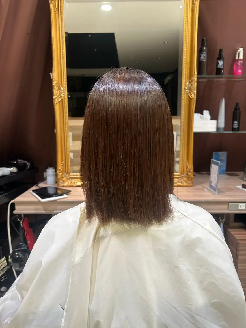 ミディアム 縮毛矯正 佐藤 ななせのヘアスタイル