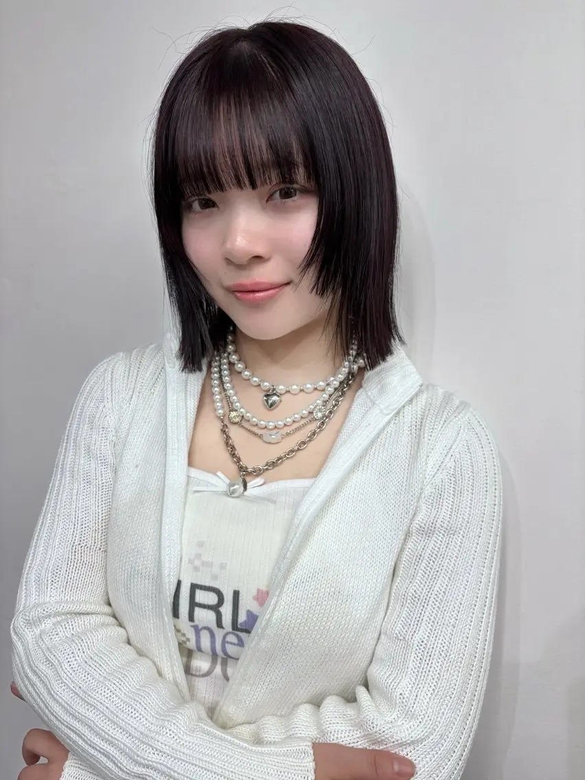 ミディアム カラー パープルカラー 似合わせカット ツヤカラー/和田陽向のヘアスタイル