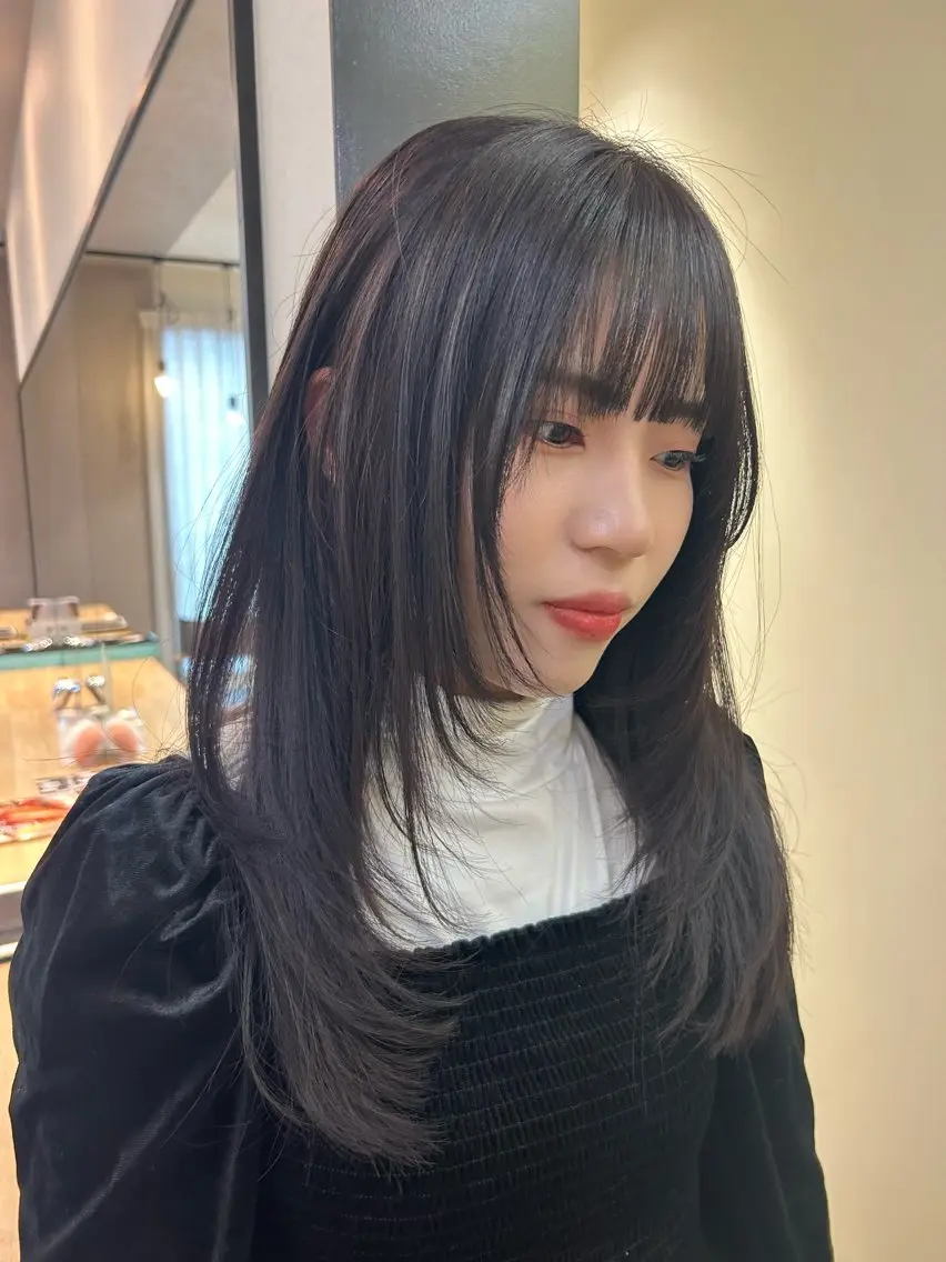 ロング カラー ブリーチ ディープラベンダー ラベンダーカラー ブリーチなしカラー hubhair レイヤー/透明感のヘアスタイル