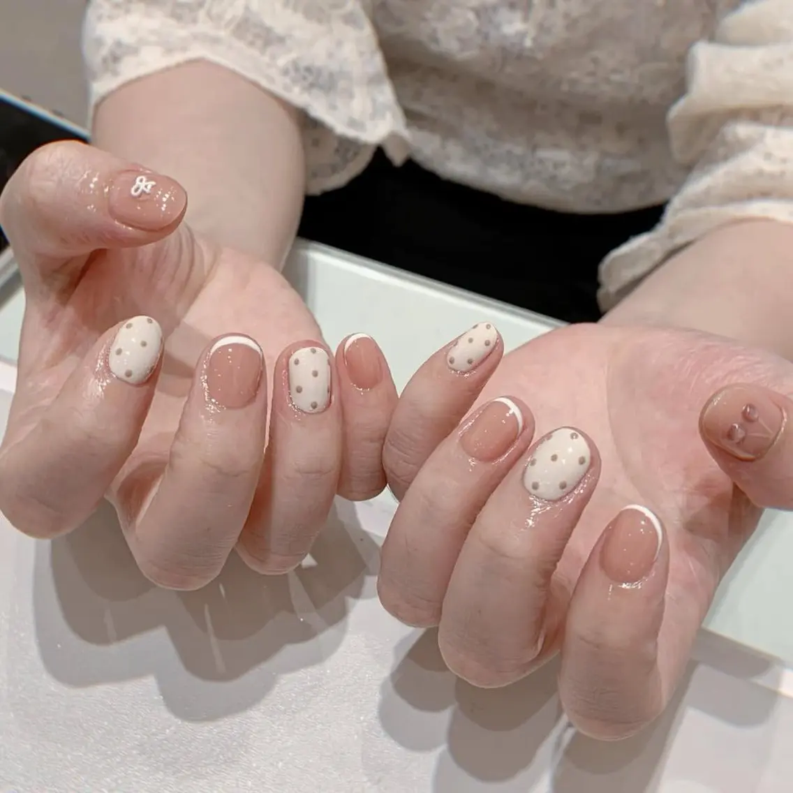 ネイル チークネイル フットネイル フレンチネイル グラデーション 韓国ネイル Ribbonnail salonのネイルデザイン