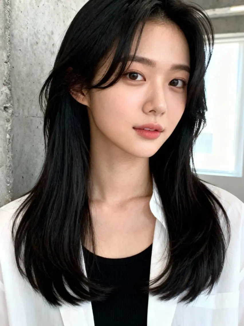 セミロング くびれヘア 顔まわりレイヤー 韓国風ヘア レイヤーカット 小顔カット カット ヘアカラー トリートメント 韓国レイヤーカット 🫧大阪梅田レイヤーのヘアスタイル