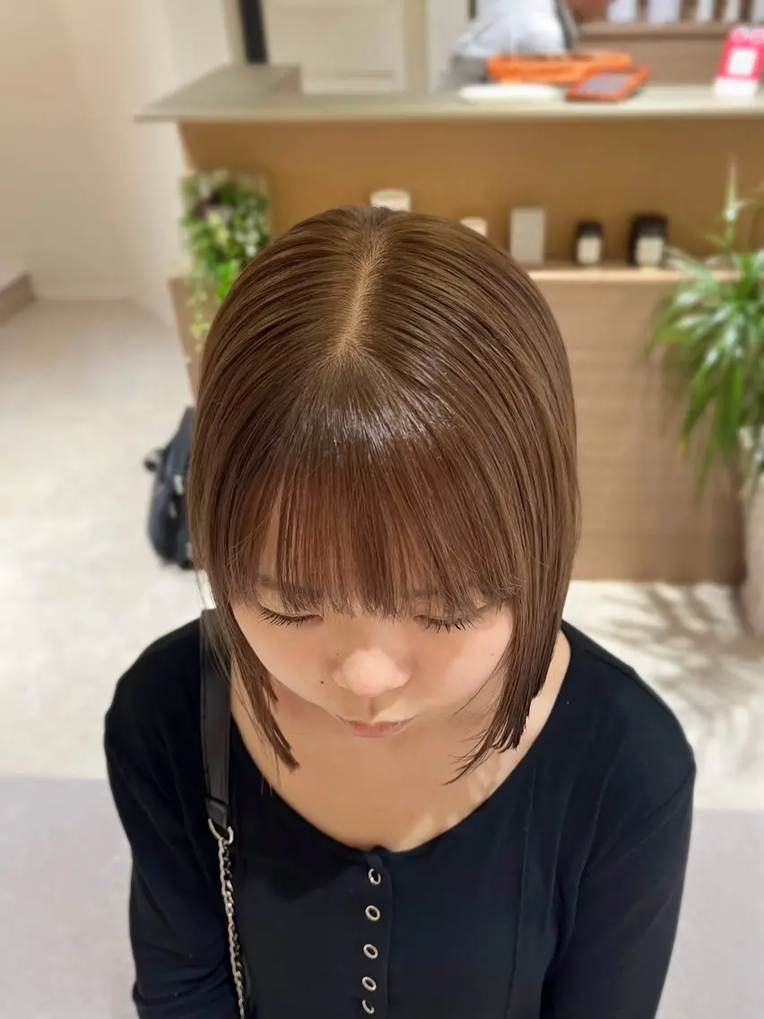 ミディアム カラー ベージュカラー ブリーチ ダブルカラー ヘーゼル ブリーチなしカラー カット ヘアカラー KANO🌷 艶カラーのヘアスタイル