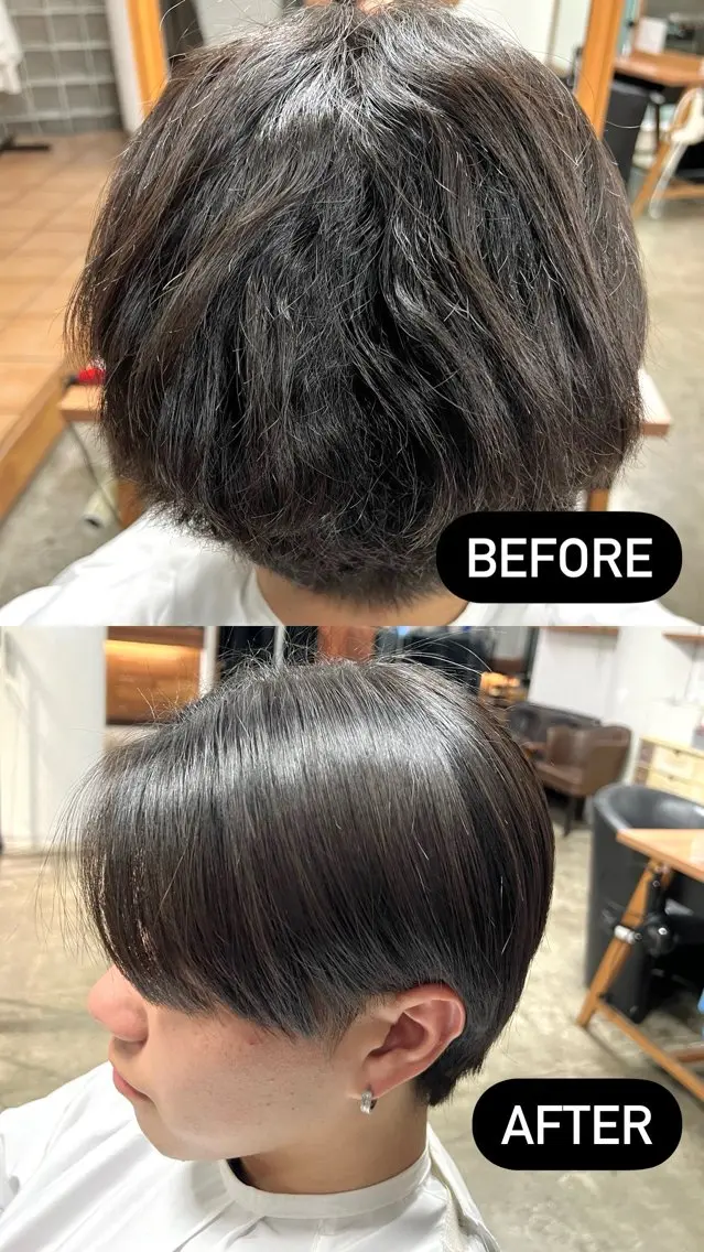 ショート メンズ 髪質改善 縮毛矯正 穴井 蒼陽のヘアスタイル