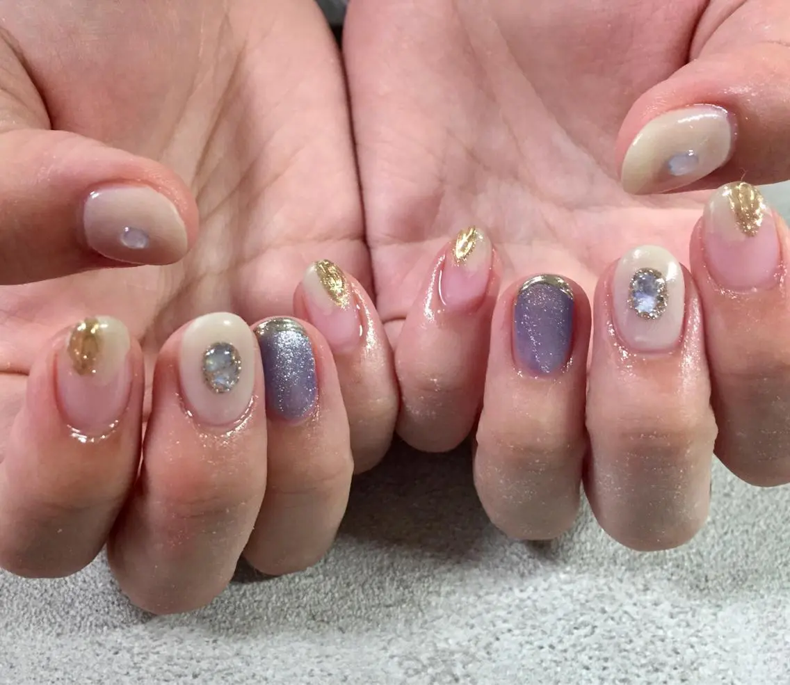 ネイル マグネットネイル マットネイル 夏ネイル kiki nail &brow二子玉川のネイルデザイン