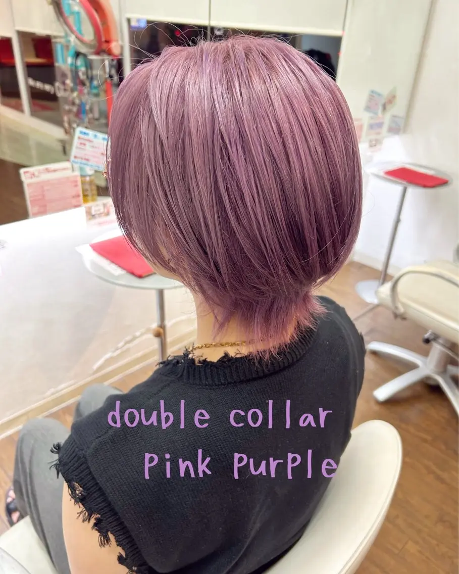 ショート カラー ダブルカラー ピンクカラー ピンクパープル パープルカラー ヘアカラー GLAD 萩原のヘアスタイル