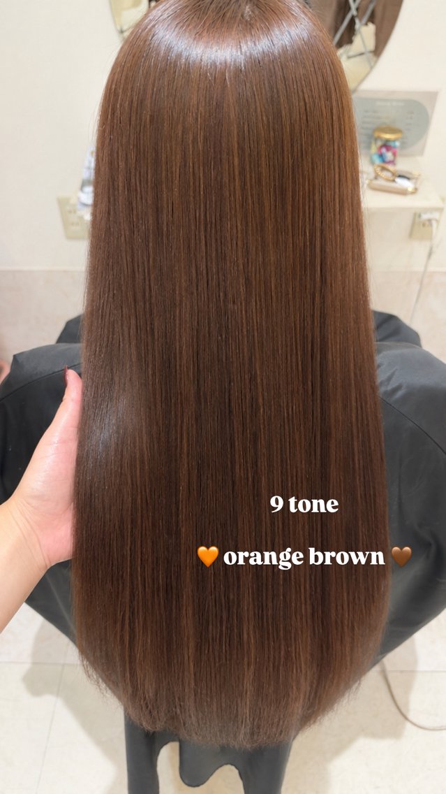 ロング カラー ブラウンカラー オレンジ オレンジブラウン ヘアカラー 天神/透明感カラー 🩵/izumiのヘアスタイル