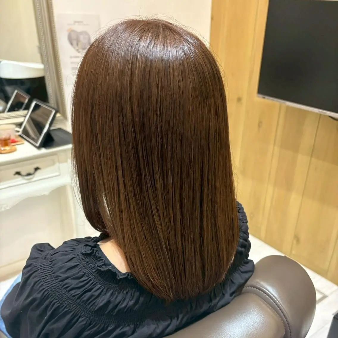セミロング 髪質改善 縮毛矯正 トリートメント 艶髪/髪質改善‎🤍 原田真心🫧のヘアスタイル