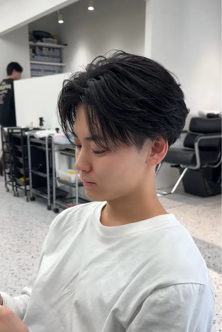 ショート カラー パーマ メンズ特化／ツイスパ ／波巻き／松本真生のヘアスタイル