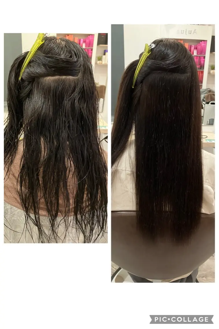 セミロング パーマ 髪質改善 縮毛矯正 ブリーチ&ストレート 長谷川勇人のヘアスタイル