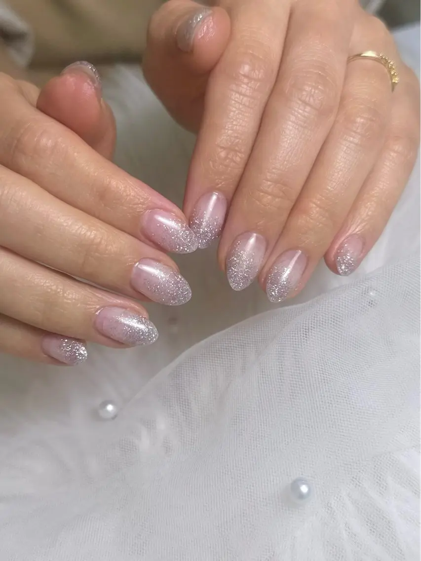 ネイル ラメ(グリッター) ラメグラデーション シンプルネイル Monart もえのネイルデザイン