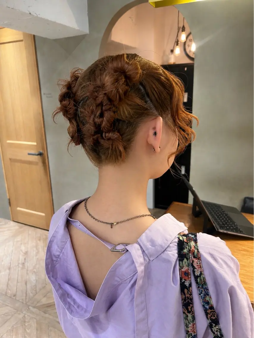ミディアム ヘアアレンジ 透明感似合わせカラー 🍀あかり🍀のヘアスタイル