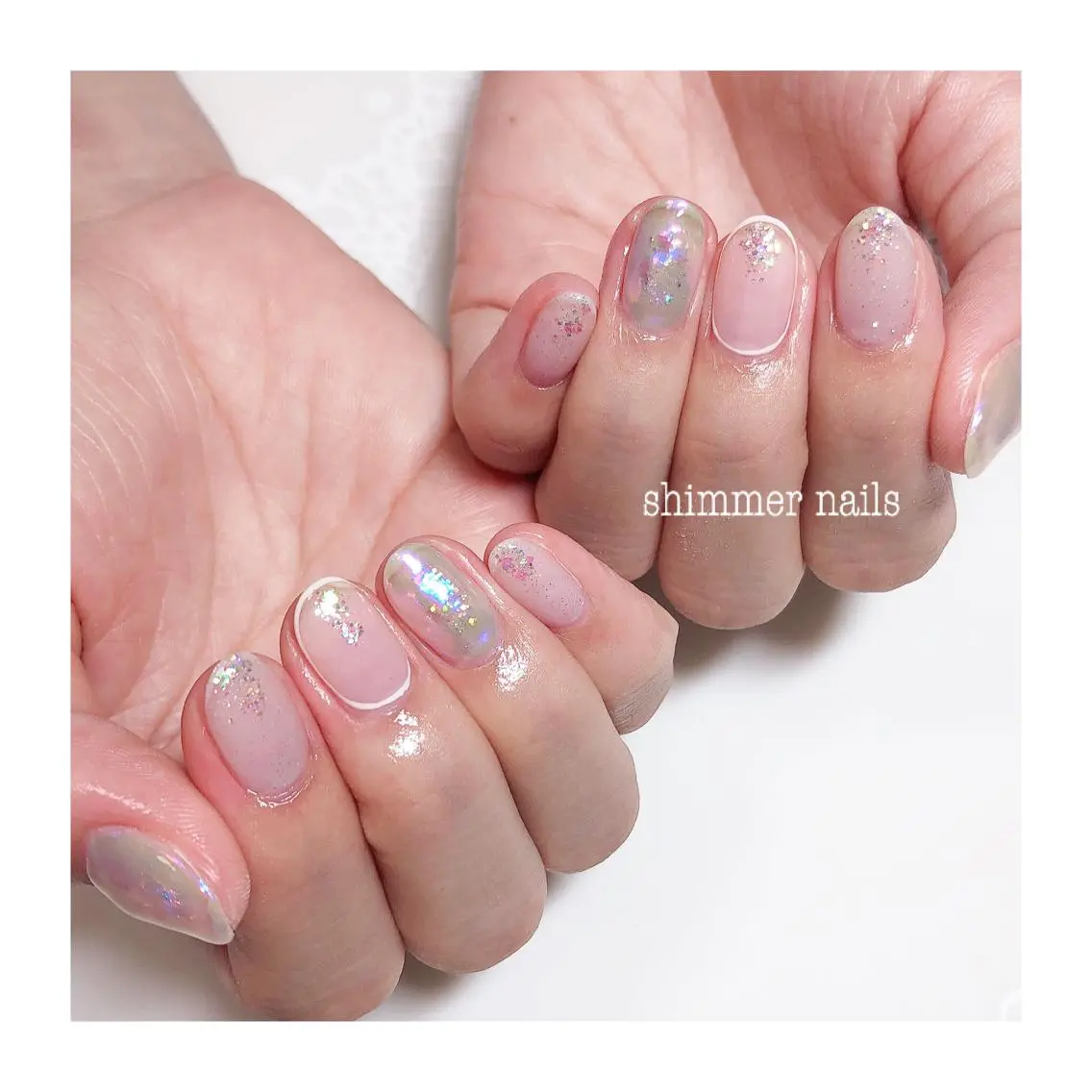 ネイル 氷ネイル・うるうるネイル フットネイル shimmer nailsのネイルデザイン