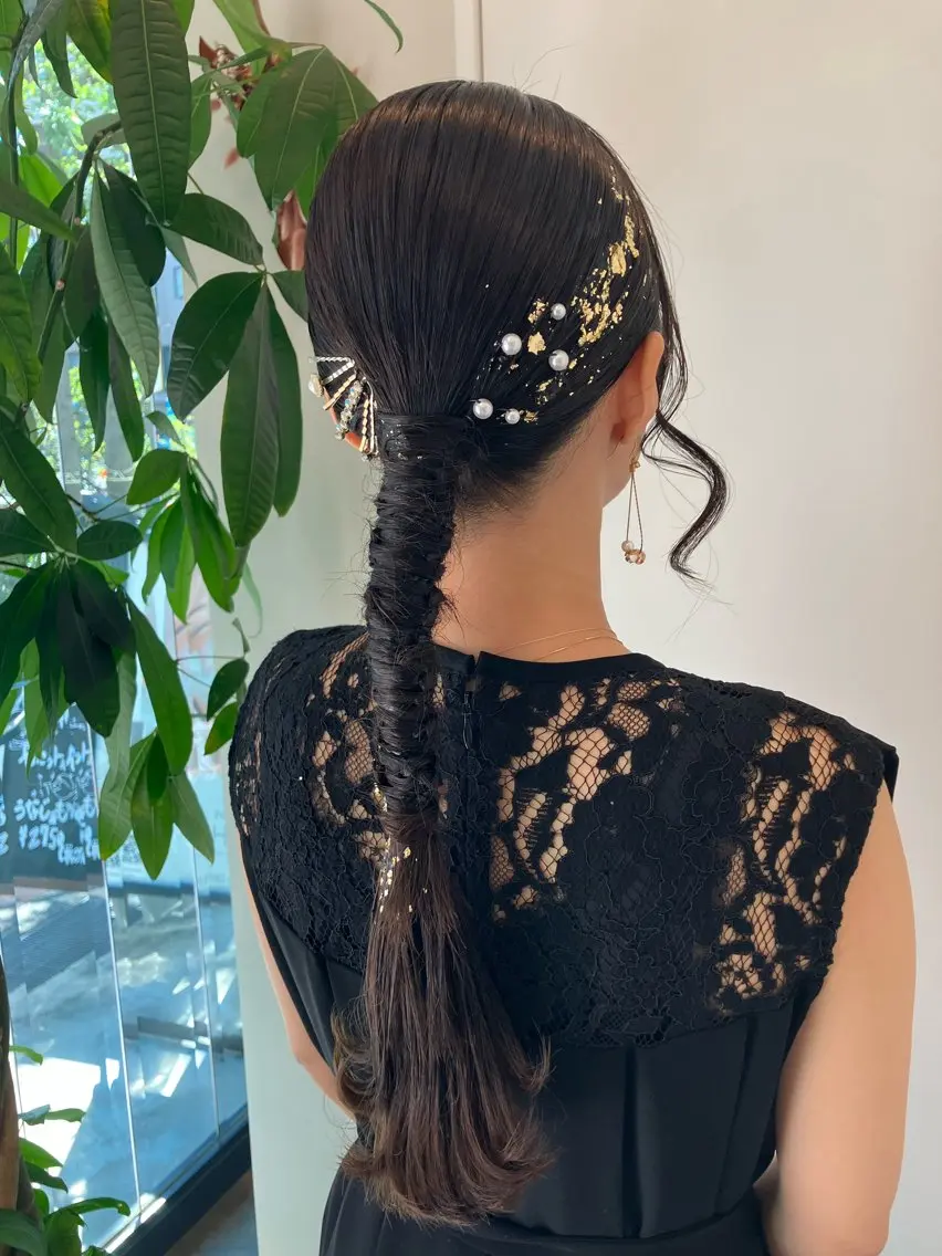 ヘアアレンジ ポニーテール 結婚式・ブライダル Hair&Make Nahoのマツエク・マツパデザイン
