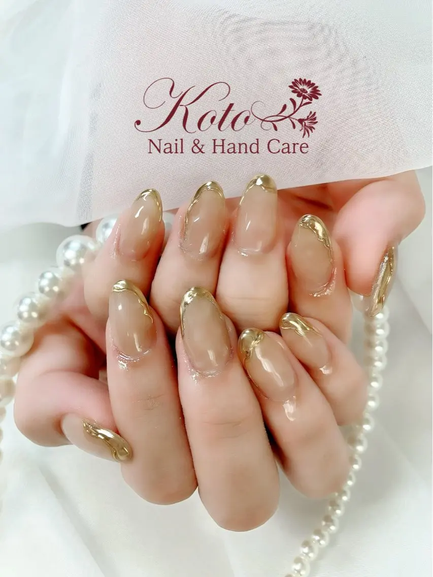 ネイル 長さ出し ジェルネイル ミラーネイル 持ち込み ニュアンスネイル Nail Salon KOTOのネイルデザイン