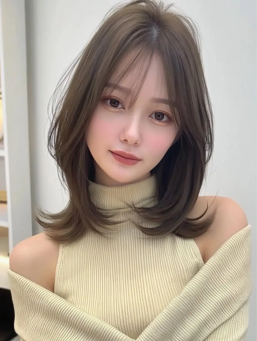 ミディアム 髪質改善 カット ヘアカラー 🤍千葉 晴心/髪質改善🤍のヘアスタイル