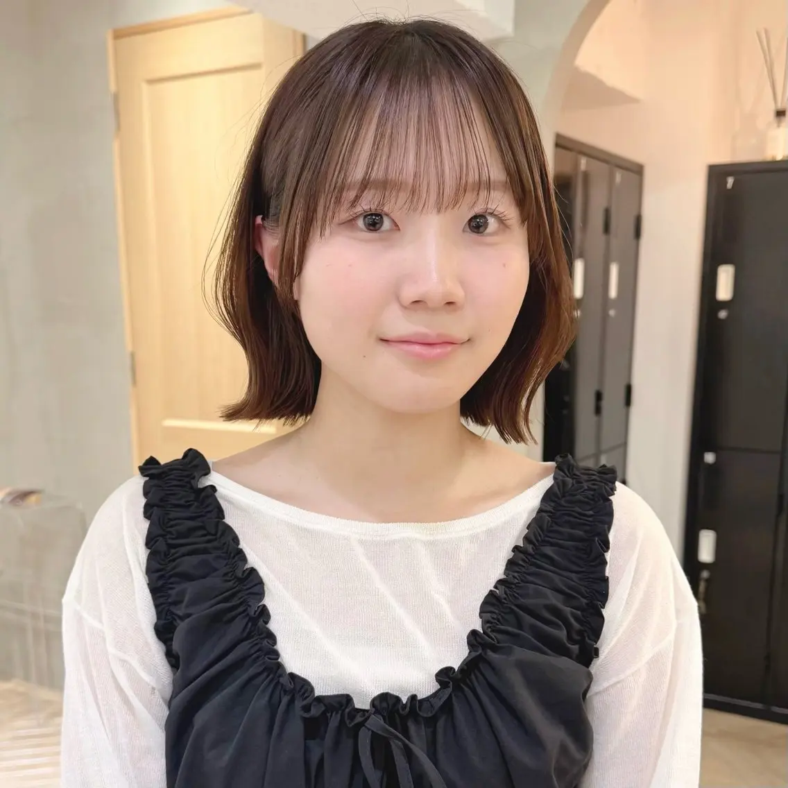 ミディアム カラー ボブ くびれヘア カット ヘアカラー トリートメント ボブ/縮毛矯正 🌟梅田盛一🌟のヘアスタイル
