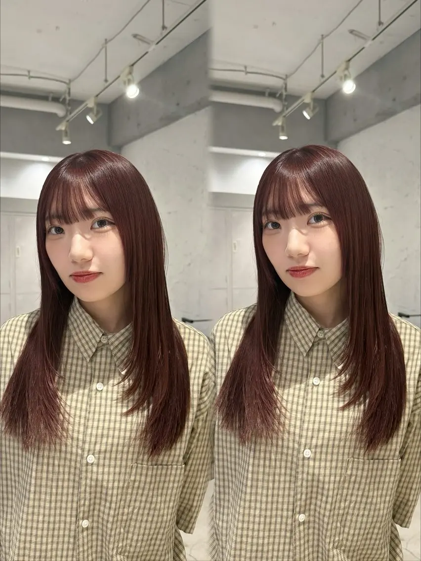 ロング カラー ブリーチ ブラウンカラー ブリーチなしカラー ピンクカラー ピンクブラウン あんな🦋レイヤー カット/透明感カラーのヘアスタイル