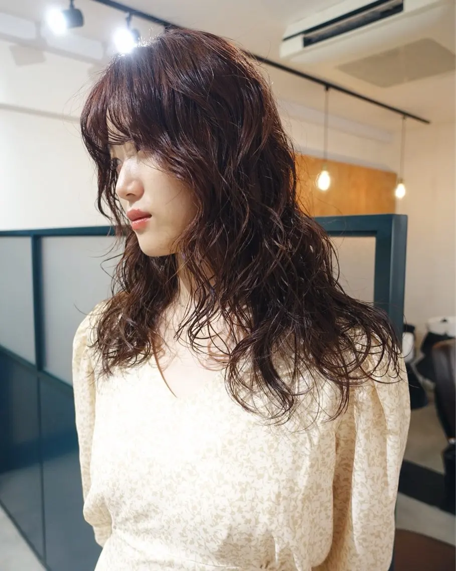 セミロング パーマ 暖色/パーマ 🌼クニトウメイのヘアスタイル
