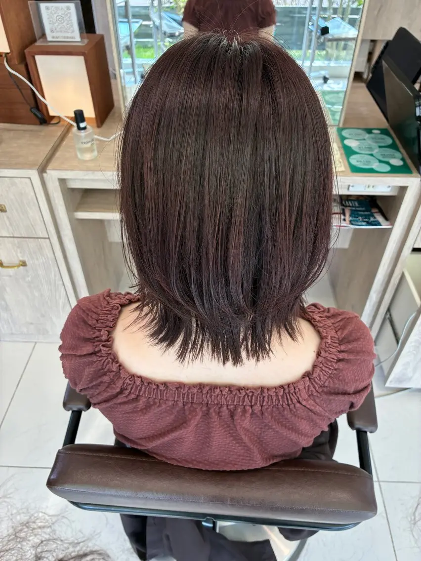 ミディアム ボブレイヤー ボブ レイヤーカット カット ニシムラ ユカリのヘアスタイル