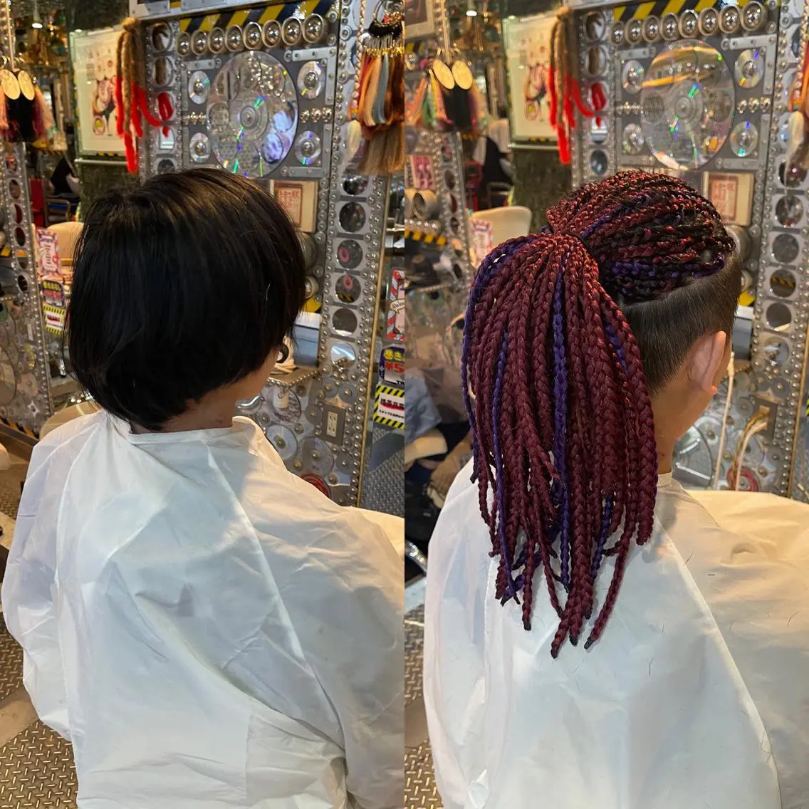 ショート カラー パーマ ヘアアレンジ メンズ レッドカラー 🌈派手髪エクステ ブレイズ🌈ひろとのヘアスタイル