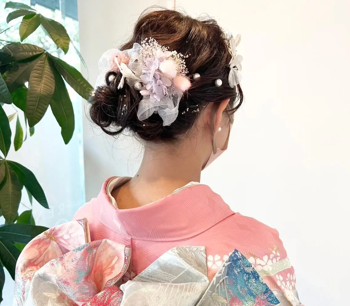ヘアアレンジ 成人式 着物ヘア Hair&Make Nahoのマツエク・マツパデザイン