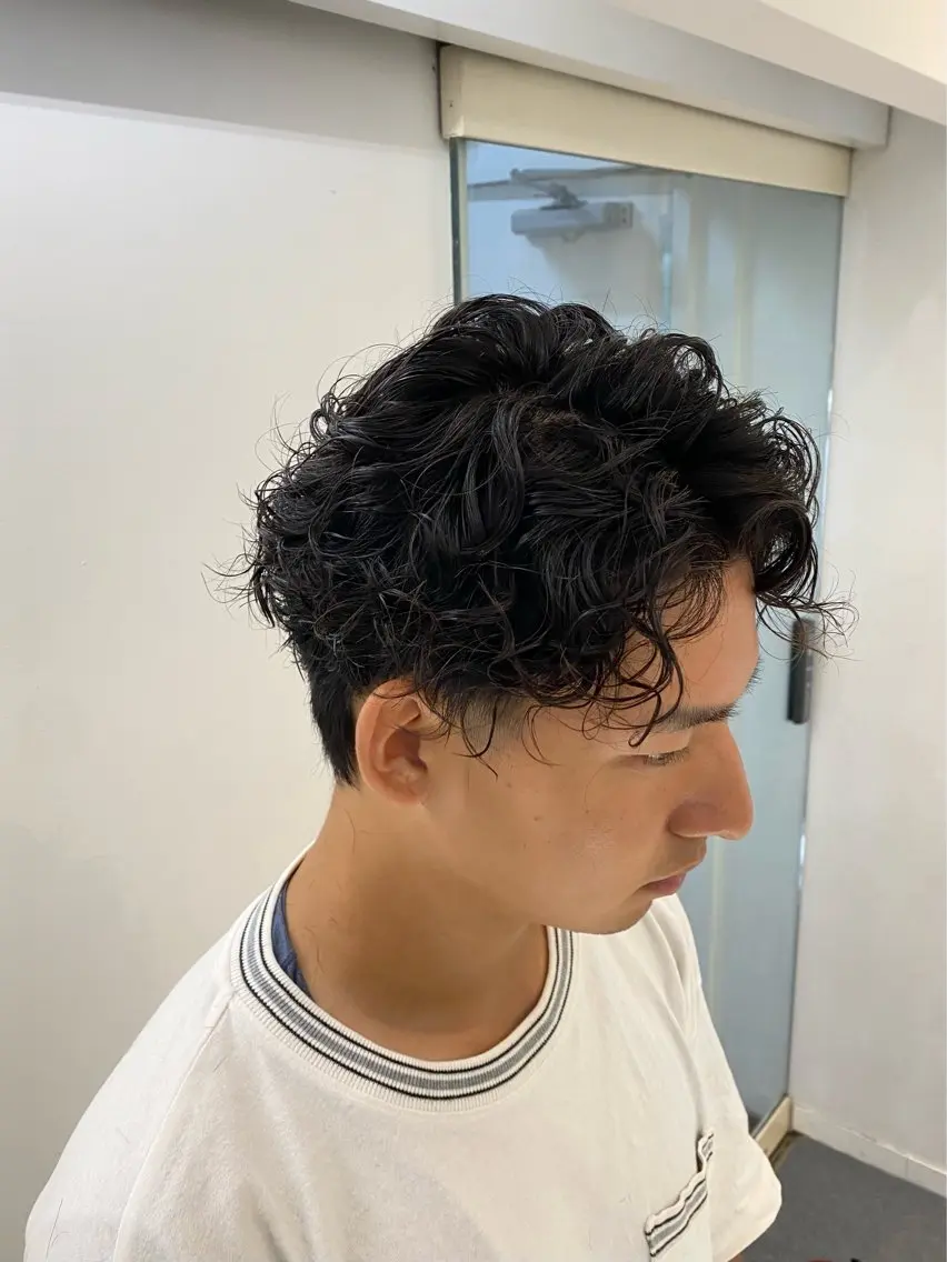 ショート パーマ メンズ メンズパーマ カット パーマ トリートメント デジタルパーマ 🌀ボブ　萩原　龍のヘアスタイル