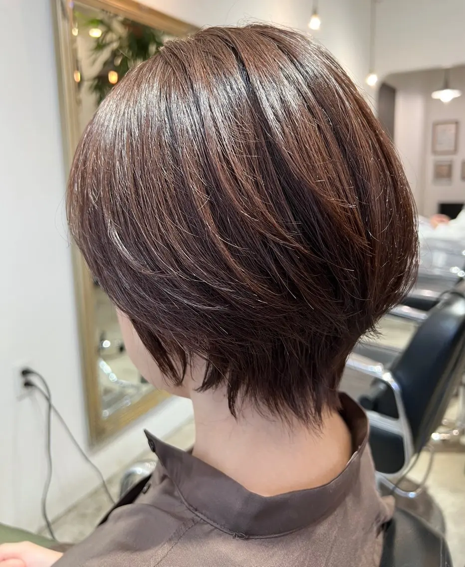 ショート カラー ショートボブ ボブ 顔周りカット レイヤーカット 似合わせカット 木村翔/大名ショート ボブ/ショートボブのヘアスタイル