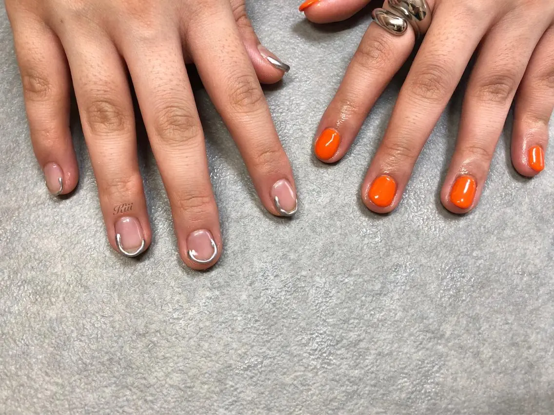 ネイル ニュアンスネイル オレンジ kiii.__ ✴︎*のネイルデザイン