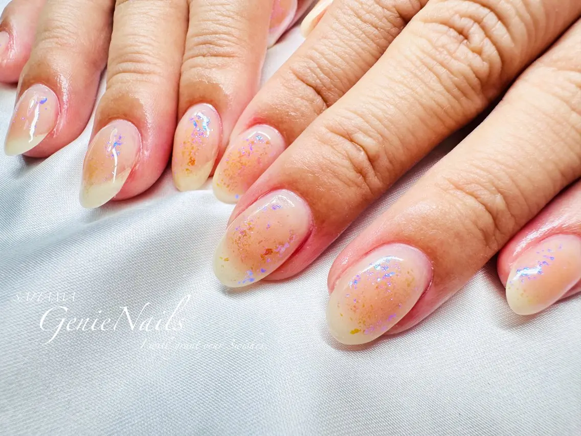 メンズ ネイル アートネイル 長さ出し 氷ネイル・うるうるネイル ロングネイル 持ち込み Genie Nailsのネイルデザイン