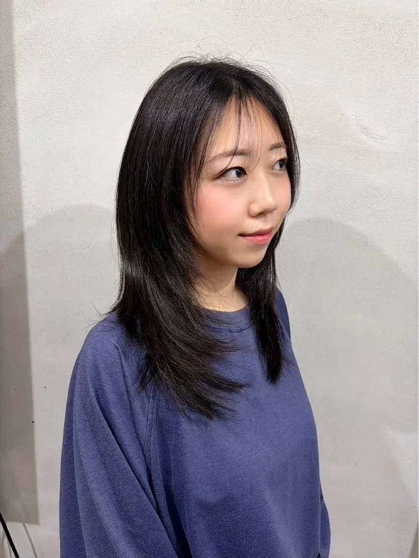 セミロング ボブ 顔まわりレイヤー 顔周りカット レイヤーカット ウルフカット 柏 デザインカラー/ レイヤー🐣シオリのヘアスタイル